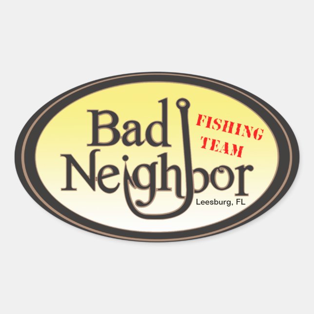 Bad Neighbour Oval Black Yellow Sticker (Front)