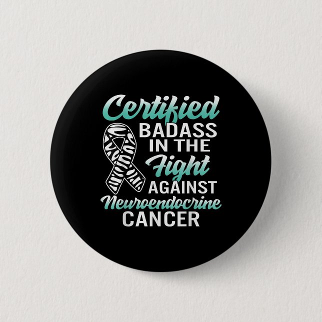 Bad Neuroendocrine Cancer Awareness Net Zebra Ribb 2 Inch Round Button (Front)
