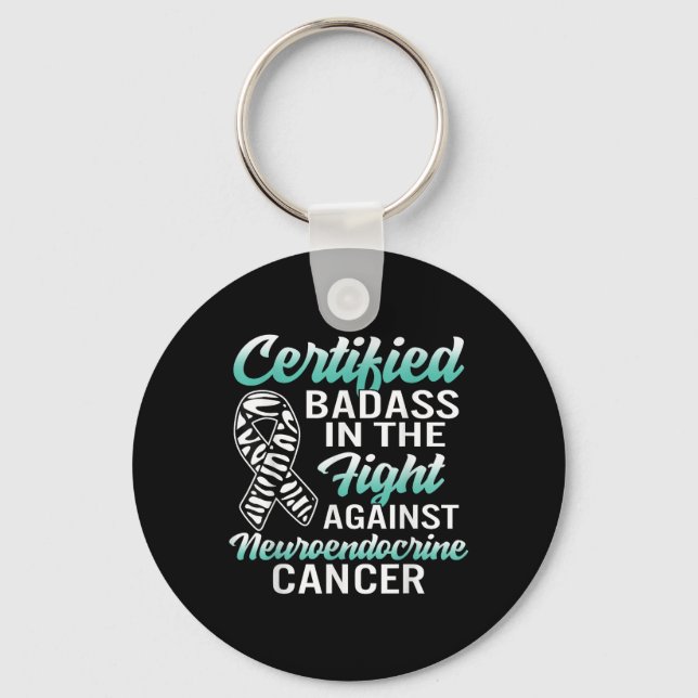 Bad Neuroendocrine Cancer Awareness Net Zebra Ribb Keychain (Front)