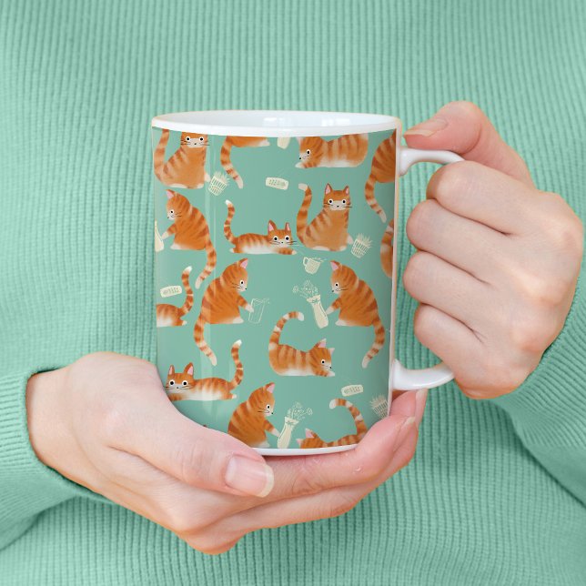Bad Orange Tabby Cats Knocking Stuff Over Coffee Mug (Orange Tabby Cats Knocking Stuff Over Tall Coffee Mug)