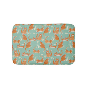 Bad Orange Tabby Cats Knocking Stuff Over Pattern Bath Mat