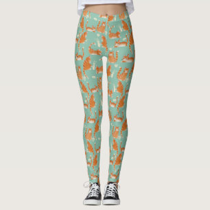 Bad Orange Tabby Cats Knocking Stuff Over Pattern Leggings