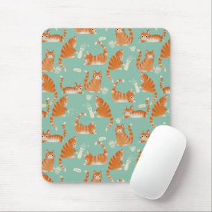 Bad Orange Tabby Cats Knocking Stuff Over Pattern Mouse Pad