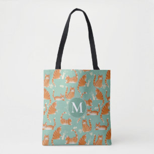 Bad Orange Tabby Cats Knocking Stuff Over Pattern Tote Bag