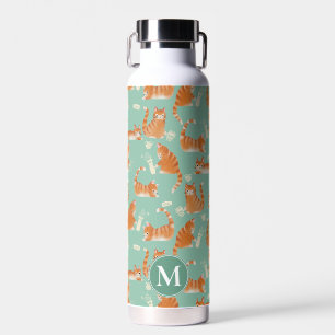 Bad Orange Tabby Cats Knocking Stuff Over Pattern Water Bottle