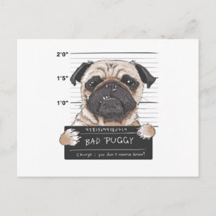 Bad Puggy Mug Shot Postcard