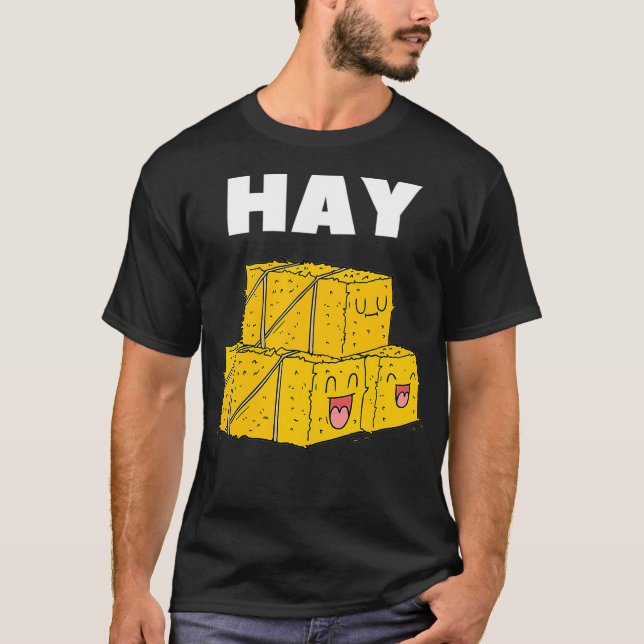 Bad Puns Tshirt Farming Joke Hey Hay Bale Funny (Front)