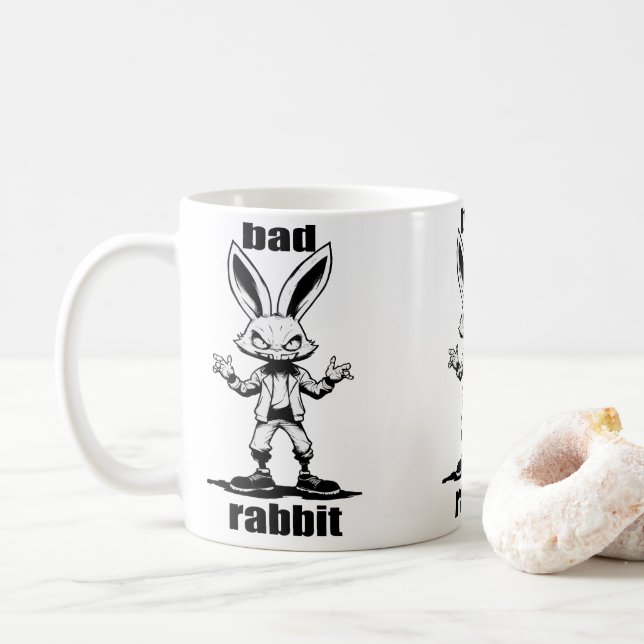 bad rabbit evil rabbit Cartoon cup (With Donut)