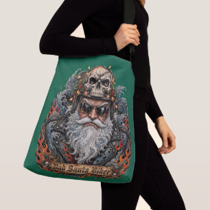 Bad Santa Biker, Badass Biker Santa Skull Crossbody Bag