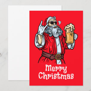 Bad Santa Claus, Rock, Beer and Cigar Invitation
