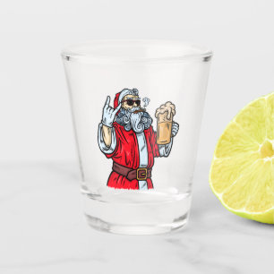 Bad Santa Claus, Rock, Beer and Cigar Shot Glass