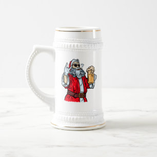 Bad Santa Claus, Rock, Beer and Cigar Stein