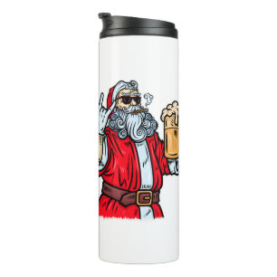 Bad Santa Claus, Rock, Beer and Cigar Thermal Tumbler