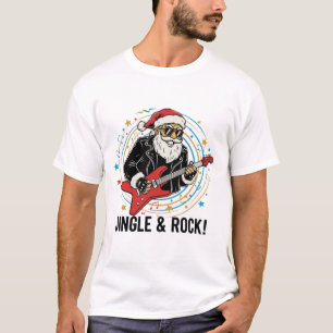 Bad Santa Rock and Roll Christmas Holiday Shirt