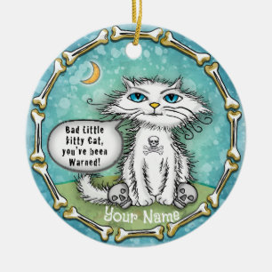 Bad Scraggles Cat  Ceramic Ornament