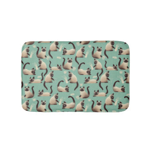 Bad Siamese Cats Knocking Stuff Over Bath Mat