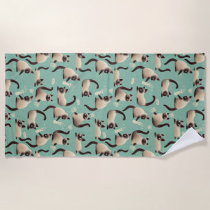 Bad Siamese Cats Knocking Stuff Over Beach Towel