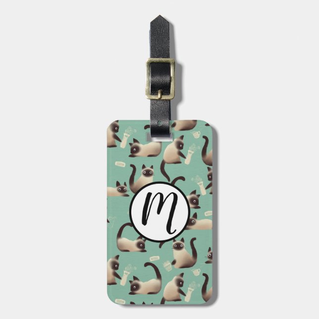 Bad Siamese Cats Knocking Stuff Over Luggage Tag (Front Vertical)
