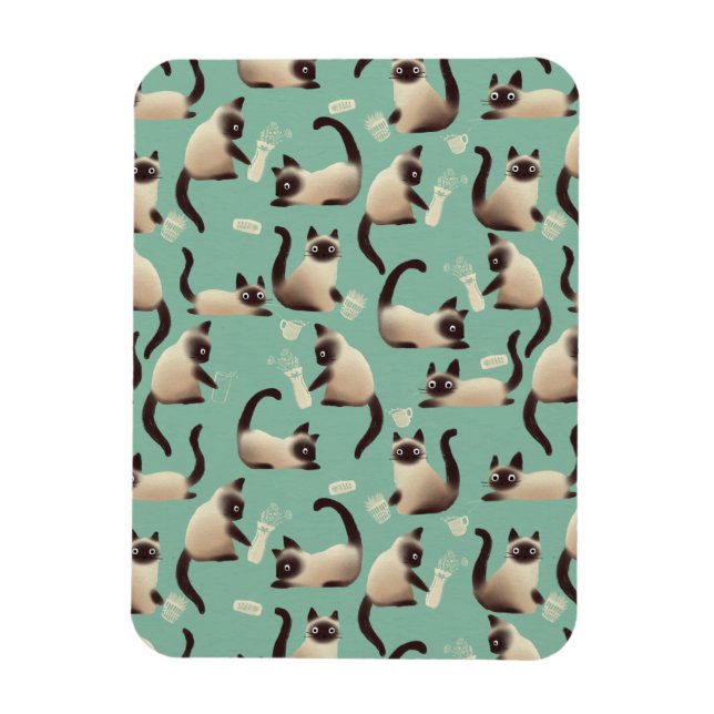 Bad Siamese Cats Knocking Stuff Over Magnet (Vertical)