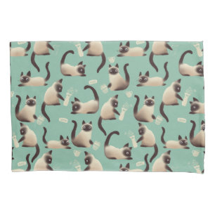 Bad Siamese Cats Knocking Stuff Over Pillowcase