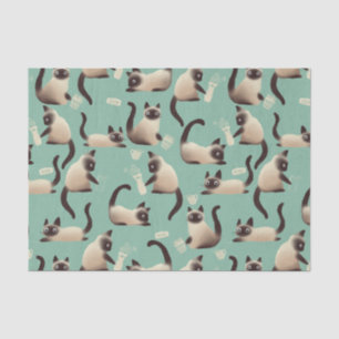 Bad Siamese Cats Knocking Stuff Over Tissue Paper