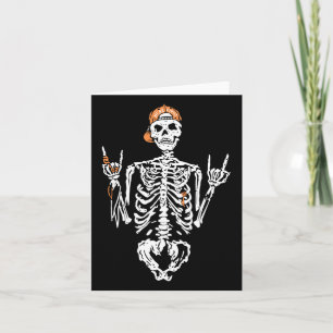 Bad Skeleton Hand Rock Summer Halloween Skull Wome Card