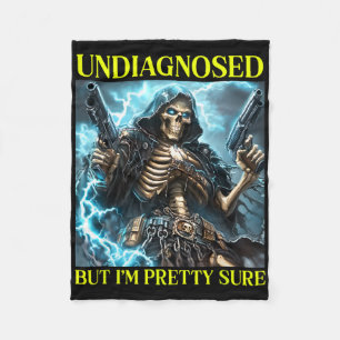 Bad Skeleton Undiagnosed Autism Brainrot Fleece Blanket