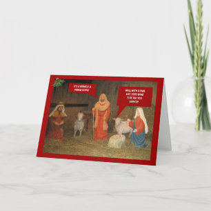 Bad taste nativity holiday card