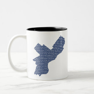 Bad Things Happen in Philadelphia: Map Fade Two-Tone Coffee Mug