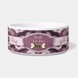 Bad To Da Bone 2 Camo Dog Dish - Customize