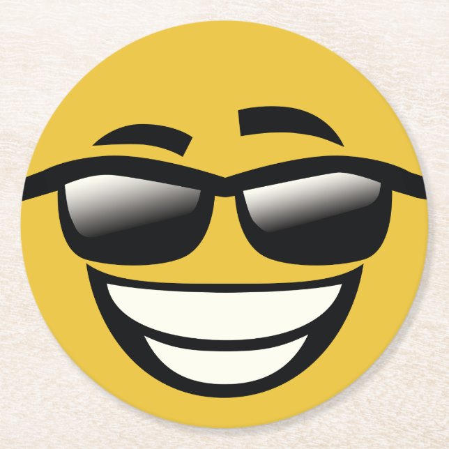 Bad to the Bone cool guy Emoji Round Paper Coaster (Front)