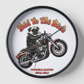 Bad To The Bone "Pugly Attitude" Pug Biker Clock