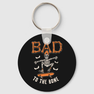Bad To The Bone Skeleton Funny Skateboard Toddler Keychain