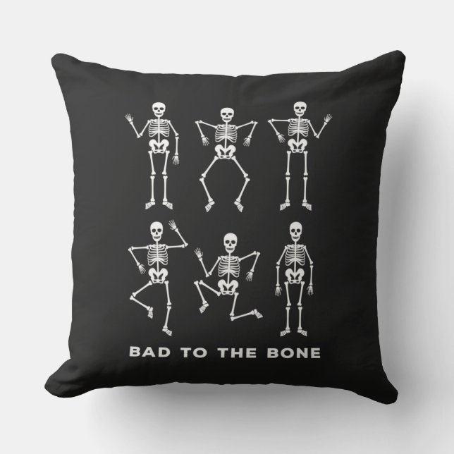 Bad to the Bone Skeletons  Throw Pillow (Front)