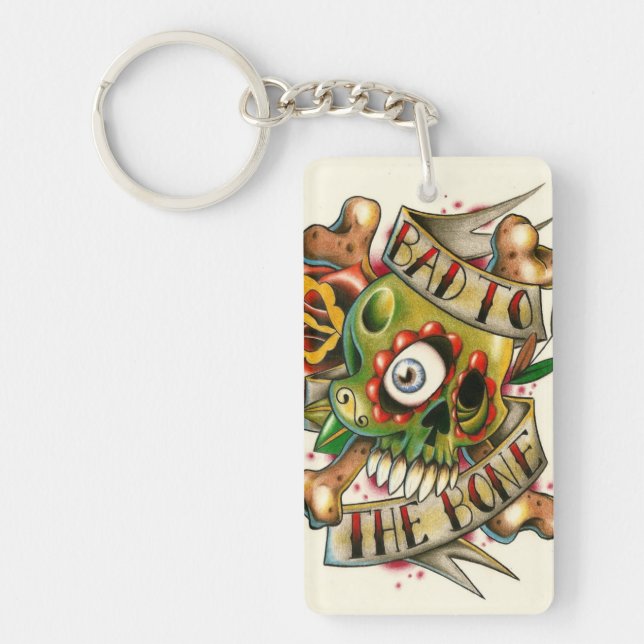 Bad to the bone skullies! keychain (Front)