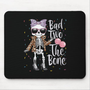 Bad Two The Bone 2nd Birthday Girl Halloween Leopa Mouse Pad