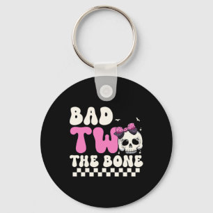 Bad Two The Bone 2nd Birthday Girls Spooky Birthda Keychain