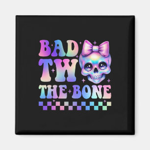 Bad Two The Bone 2nd Birthday Kid Girl Tie Dye Bir Magnet