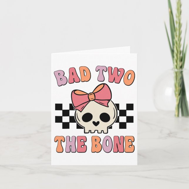 Bad Two The Bone Birthday 2 Years Old Birthday Kid Card (Front)