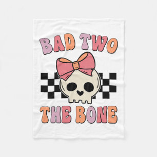 Bad Two The Bone Birthday 2 Years Old Birthday Kid Fleece Blanket