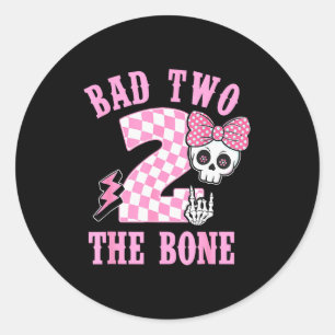 Bad Two The Bone Birthday 2 Years Old Nk Checkered Classic Round Sticker