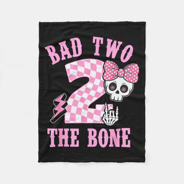 Bad Two The Bone Birthday 2 Years Old Nk Checkered Fleece Blanket (Front)
