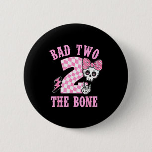 Bad Two The Bone Birthday 2 Years Old Nk Checkered Inch Round Button