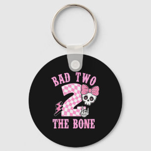 Bad Two The Bone Birthday 2 Years Old Nk Checkered Keychain