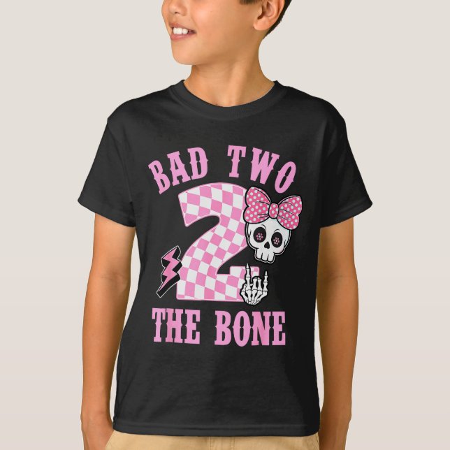 Bad Two The Bone Birthday 2 Years Old Nk Checkered T-Shirt (Front)
