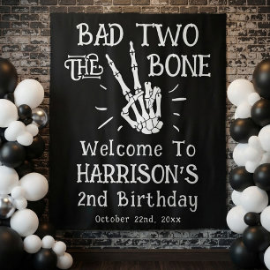Bad Two The Bone! Halloween 2nd Birthday Party Tapestry