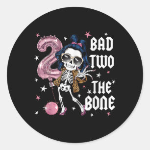 Bad Two The Bone Party Decorations Boy Girl 2nd Bi Classic Round Sticker