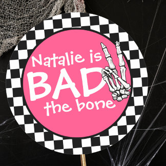Bad Two The Bone Personalized 2nd Birthday Party Classic Round Sticker
