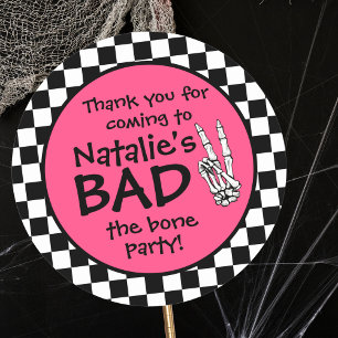 Bad Two The Bone Personalized 2nd Birthday Party Classic Round Sticker