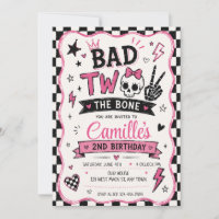 Bad Two the Bone Pink Punk Goth Skull Birthday